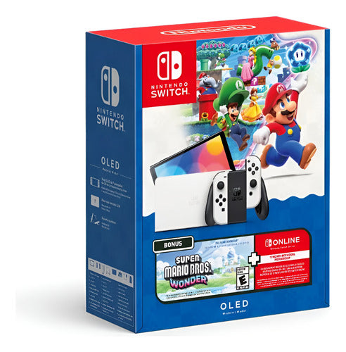 Nintendo Switch Oled + Mario Wonder & 12 Meses Online